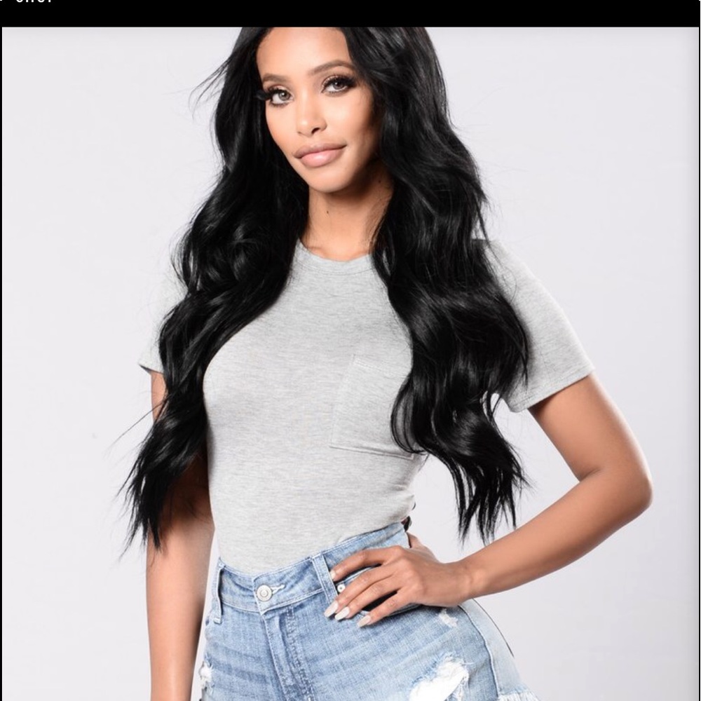 Fashion Nova Grey T-Shirt Bodysuit